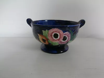 Buy Maling Lustrware Cobalt Blue Anemone Design Small Footed Bowl With Handles Rare • 95£
