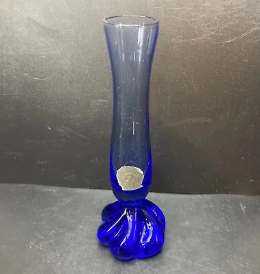 Buy Vintage Swedish Glass Cobalt Blue Elephant’s Foot Finger Stem Bud Vase 12.5cm • 19.90£