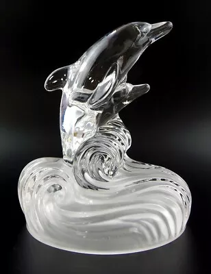 Buy LEAD CRYSTAL - LEAPING MOTHER & BABY DOLPHIN - 14cm X 12cm X 10cm - 677gram • 12.95£
