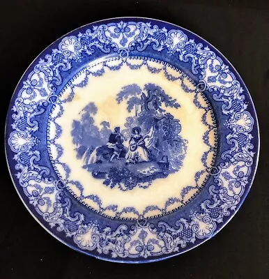 Buy Doulton Burslem FLOW BLUE 9.5” Dinner Plate WATTEAU Pattern • 12.49£