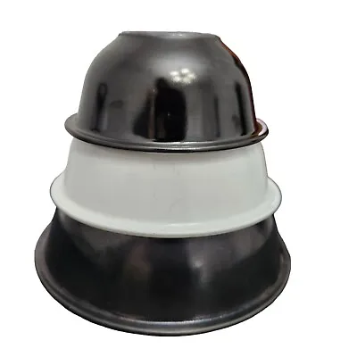 Buy Vintage Pyrex Corning Ware Nesting Bowls Clear Bottom 322 323 325 Black White • 42.67£