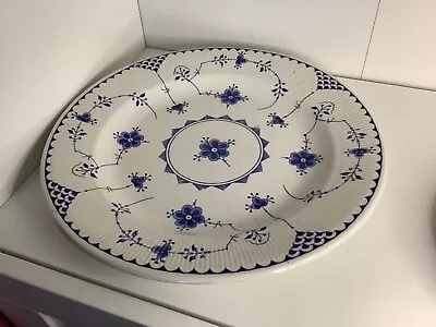 Buy Vintage. FURNIVALS Blue DENMARK Pattern. 12” Round Serving Platter Meat Plate. • 12£