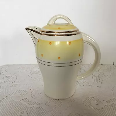 Buy ART DECO Tams Ware Cream And Yellow Polka Dot Hand Painted Coffee Pot • 7.99£