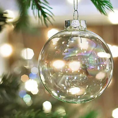 Buy 6/8/10CM Iridescent Clear Glass Ball Fillable Christmas Baubles Hanging Ornament • 85.95£