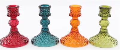 Buy Temerity Jones Coloured Glass Candle Holder - Red/Orange/Blue/Green • 4.99£
