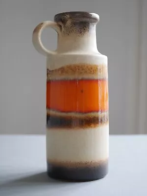 Buy Vintage Scheurich West Germany Brown Cream Orange Fat Lava Glaze Vase Jug 401-20 • 39£