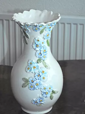 Buy Stunning Bassano Vase Italian Art Pottery With Blue Raised Flowers 30cm Tall • 32£
