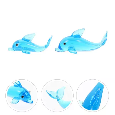 Buy 2pcs Glass Dolphin Ornament Crystal Dolphin Figurine Hand Blown Glass • 8.45£