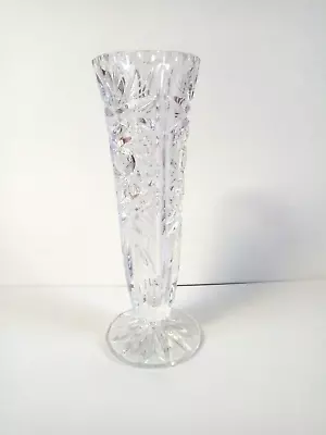 Buy Vintage Bohemia Czech Clear Lead Crystal Cut Glass Vase Cafe/Wedding Decor • 12£