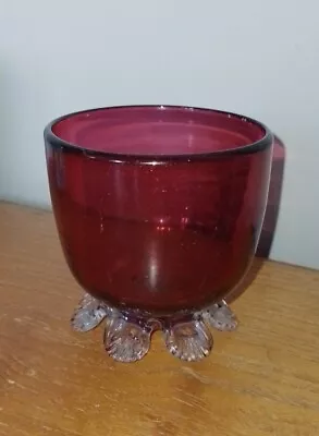 Buy Victorian Cranberry Glass Footed Vase. • 20£