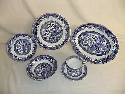 Buy C4 Washington Pottery Staffordshire - Old Willow - Vintage Blue Tableware - 5B7B • 6.93£
