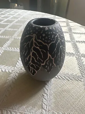 Buy Small Art Pottery Gray And Black Vase Stamped • 19.20£