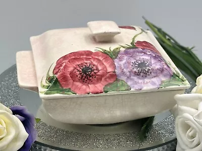 Buy E Radford Vintage Handpainted Flowers Square Lidded Pot. • 8.49£