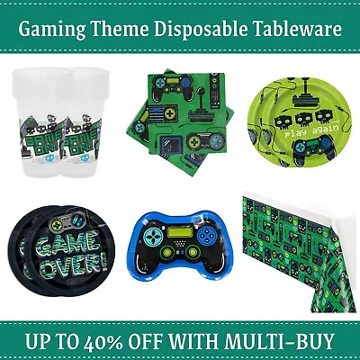 Buy Retro Gamer Gaming Party Decorations Supplies Tableware • 5.55£