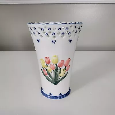 Buy Contemporary Porcelain Tulip Vase Handcraft Delicate Embossed Delftware Holland • 35.01£