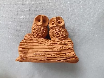 Buy Vintage Cornish Pottery Pinch Clay Owl 1990s Tawny Owls On A Log • 5£