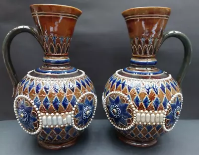 Buy A Pair Of Doulton Lambeth Jugs Late 19C. Artist Possibly Harry Simeon • 140£