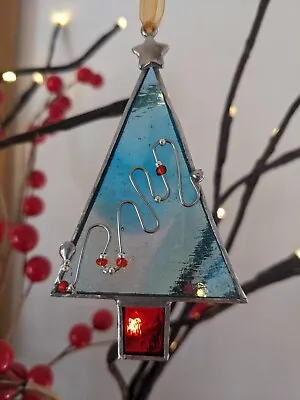 Buy Handmade Stained Glass Christmas Tree Hanging Decoration • 12£