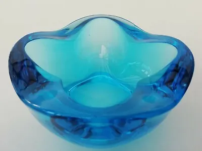 Buy Sklo Union Rosice Electric Blue Glass Vintage Ashtray Or Dish By Rudolf Jurnikl • 18.99£