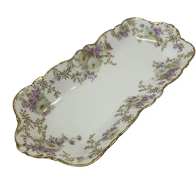 Buy C. Ahrenfeldt Limoges Celery Platter Hand Painted Floral Gold Cowell Hubbard • 66.96£