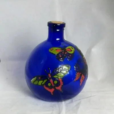 Buy Beautiful Decorative Large Cobalt Blue Glass Bottle (Height - 21 Cm) • 14.99£