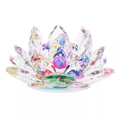 Buy Crystal Lotus Flower Crafts Glass Paperweight Fengshui Ornaments 90m • 10£