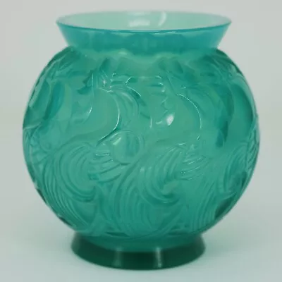 Buy Rene Lalique Opalescent Mint Coloured Glass 'Le Mans' Vase • 3,720£