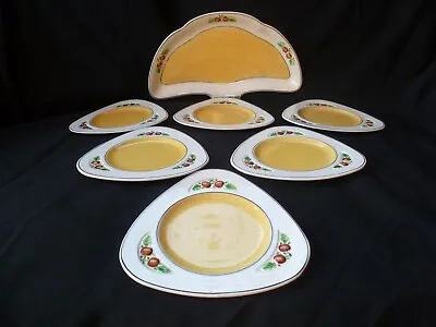 Buy 1930s Solian Ware Soho Pottery Sandwich/Cake Serving Plate Set Apple Decorated • 25£