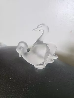 Buy Lalique Frosted Crystal Double Swan Paperweight Figurine Signed • 47.65£