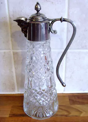 Buy Silver Plated Cut Glass Claret Jug With Bacchus Head Spout Design • 21.99£