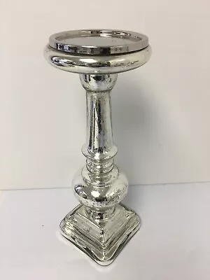 Buy Large Pillar Candle Holder Glass Shabby Antiqued Silver     Z10 O59 • 5.95£