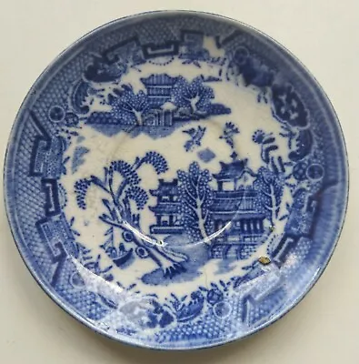 Buy Saucer Willow Pattern Blue & White China 4  Vintage Rare Decorative Display  • 15.95£