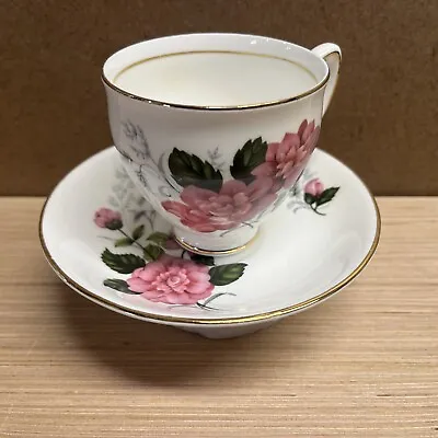 Buy Duchess Fine Bone China Pink Flowers Teacup & Saucer Set Made In England • 7.68£