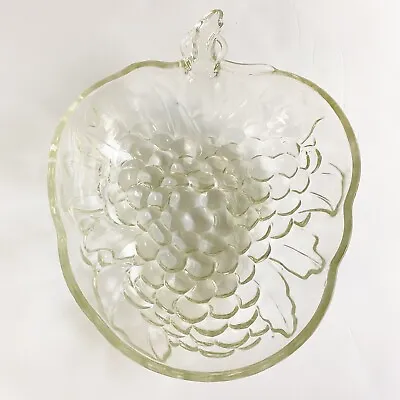 Buy Vintage Clear By Indiana Glass Grapes & Leaves Fruit Serving Bowl Dish Glassware • 28.45£