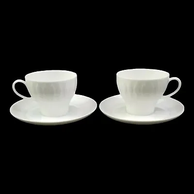 Buy Vintage Thomas China White Lanzette Tea Cup And Saucer Set Germany Set Of 2 • 17.64£