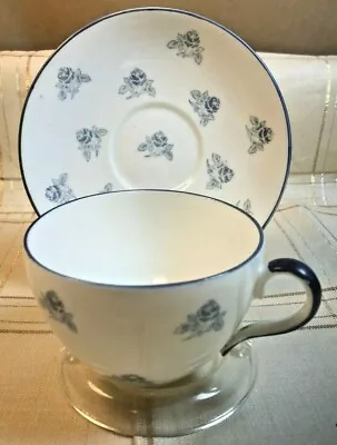 Buy  Rare SHELLEY COFFEE CUP & SAUCER No. 8311 Blue Roses On Bute Shape  C 1912-1925 • 33.21£