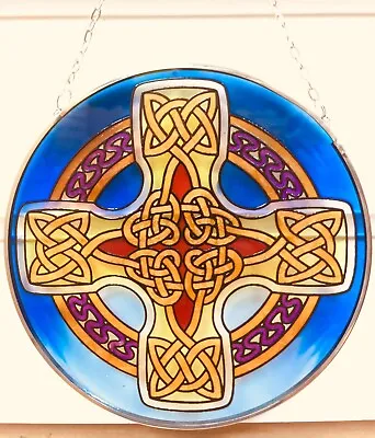 Buy Stained Glass Sun-catcher Window Hanging Decoration - New Vintage Celtic Cross • 19.95£