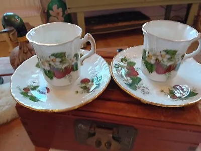 Buy Hammersley Strawberry Ripe Fine Bone China Cup And Saucer X 2 Cups And Saucers  • 15£