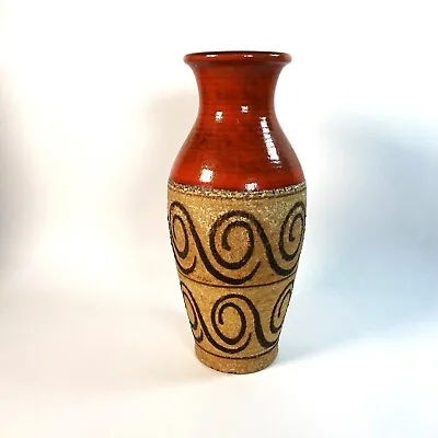 Buy Vintage Austrian Pottery Orange Fat Lava Vase 4234-27 • 19.99£