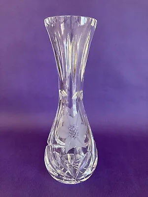 Buy Vintage Bohemia Crystal Cut And Etched Glass Footed Bud Vase 21.5cm • 4.95£