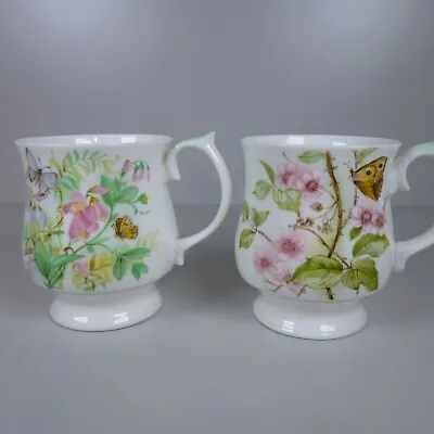 Buy Vintage Elizabethan Staffordshire Fine Bone China Tea Cups X 2 Butterfly • 14.95£