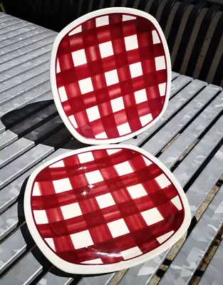 Buy Two T.G. Green Dinner Plates In Red Gingham • 2£