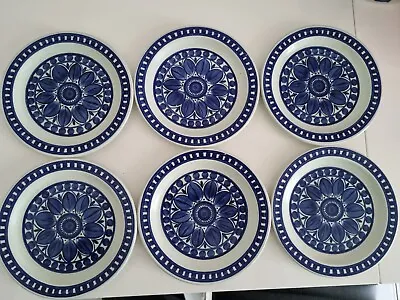 Buy Stonehenge Midwinter Pottery Tableware - Six 7 Inch Plates Blue Dahlia • 55£