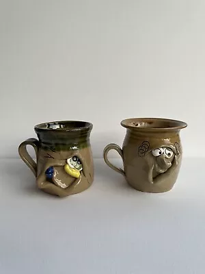 Buy 2 Pretty Ugly Pottery Tea Coffee Mugs Cups With Faces Handmade In Wales • 24£