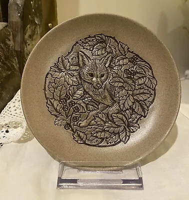 Buy Poole Pottery Brown Small Trinket Plate/Dish Decorated With Fox In Greenery 13cm • 2£