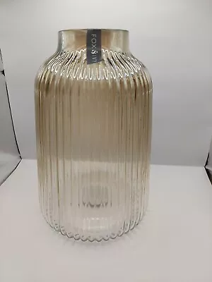 Buy F&F Tinted Ribbed Vase Jar Home Decoration Decor Ornament 27cmx18cm • 17.99£