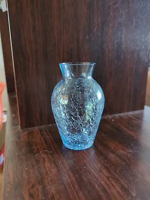 Buy Crackle Glass Vase With Subtle Blue Hint • 4.99£