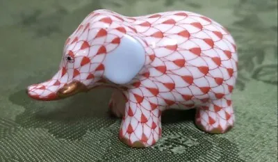 Buy Herend Fishnet Porcelain Pink Raspberry ElephantFigurine Hungarian Made Vintage • 152.39£