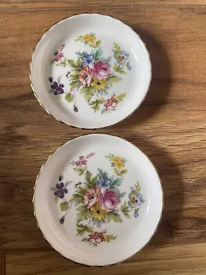 Buy Pair Of Marlow Floral Minton Bone China Butter Trinket Dishes 9cm VGC Gold Edge • 6£