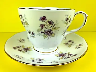 Buy Duchess Woodside Bone China Purple Floral Teacup & Saucer Set Made In England • 17.69£